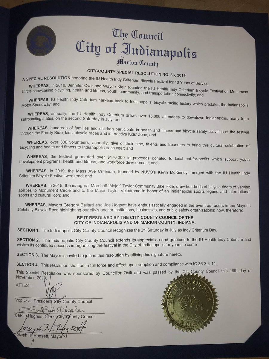 momentumindy's tweet photo. We are so honored to be recognized by the @IndyCouncil this evening! #gratitude #bicycling #indycrit #massavecrit https://t.co/qWwlLN3XCa