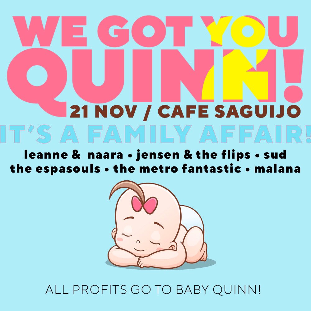 TROPA GIG ALERT

We Got You Quinn Part 2
Thursday, Nov 21
<a href="/SaguijoOfficial/">SaGuijo Bar + Cafe</a> 

w/ <a href="/LeanneAndNaara/">Leanne & Naara</a> 
<a href="/JensenXFlips/">Jensen and The Flips</a> 
@SudMusic 
<a href="/TheEspasoulsPh/">The Espasouls</a> 
<a href="/MetroFantastic/">TMF💎</a> 
<a href="/malanamusic/">Malana</a> 

SEE YOU!