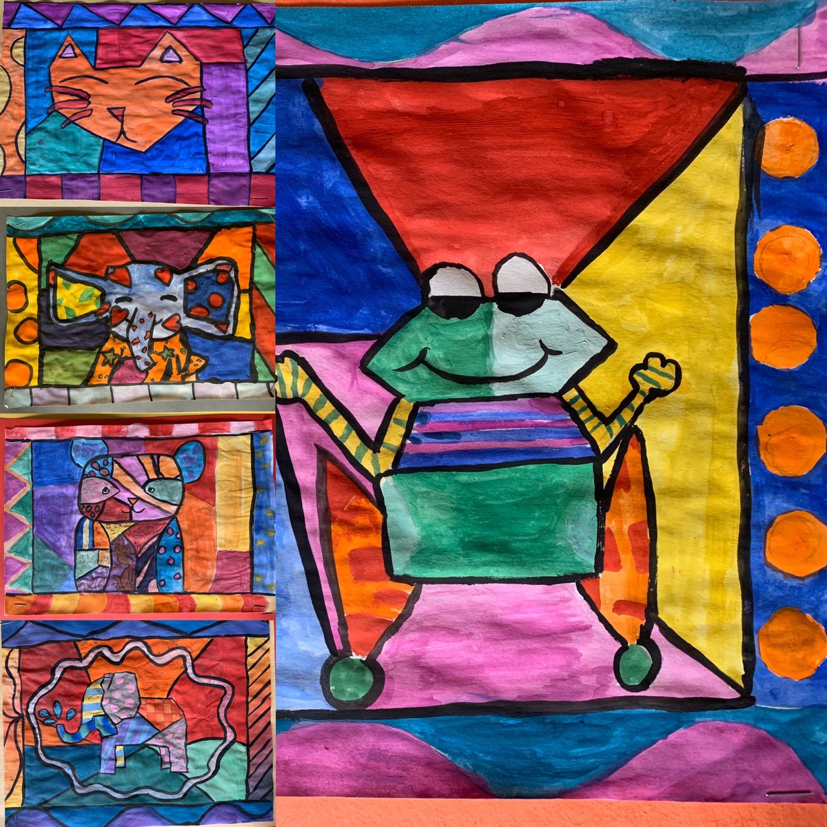 nic_sisco's tweet photo. #britto inspired #paintings by these amazing #middleschool #Students #studentart #arted #publiced #romerobritto https://t.co/bBoi3RXwEg
