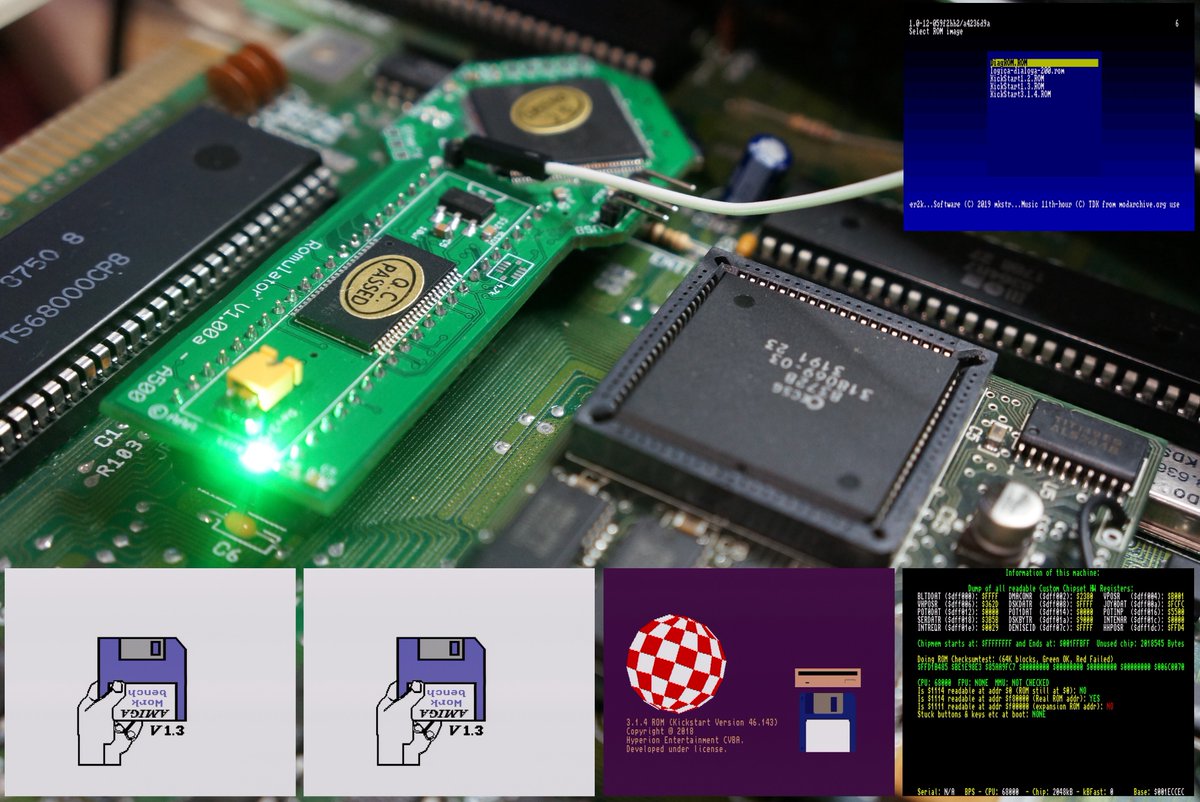 antongale's tweet photo. The recently released Amiga 500 Romulator.

This Kickstart replacement has a slot for an SD card that can hold all of your Kickstart ROM images. Holding CTRL+AMIGA+AMIGA for more than 5 seconds displays a menu to select the required ROM.

#Amiga #Commodore #kipper2k https://t.co/Ik374ojwVT