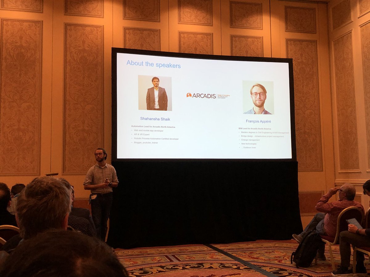 MMedway's tweet photo. A great presentation today on digital twins from the Arcadis team.#AU2019 #arcadis https://t.co/EjUrqtFsCn