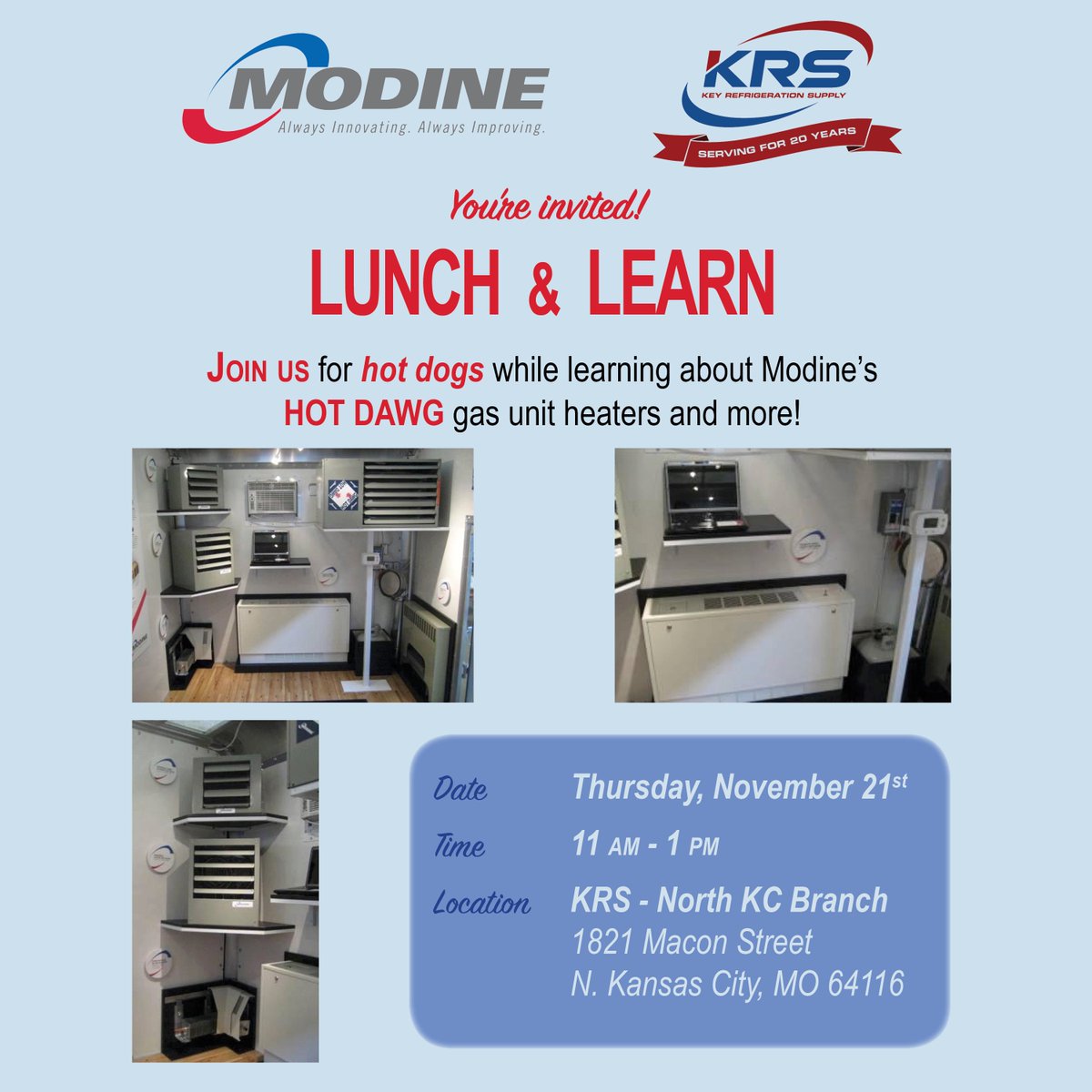 KRSinKC's tweet photo. Join us this Thursday to learn about Modine! https://t.co/8VLGblicdt