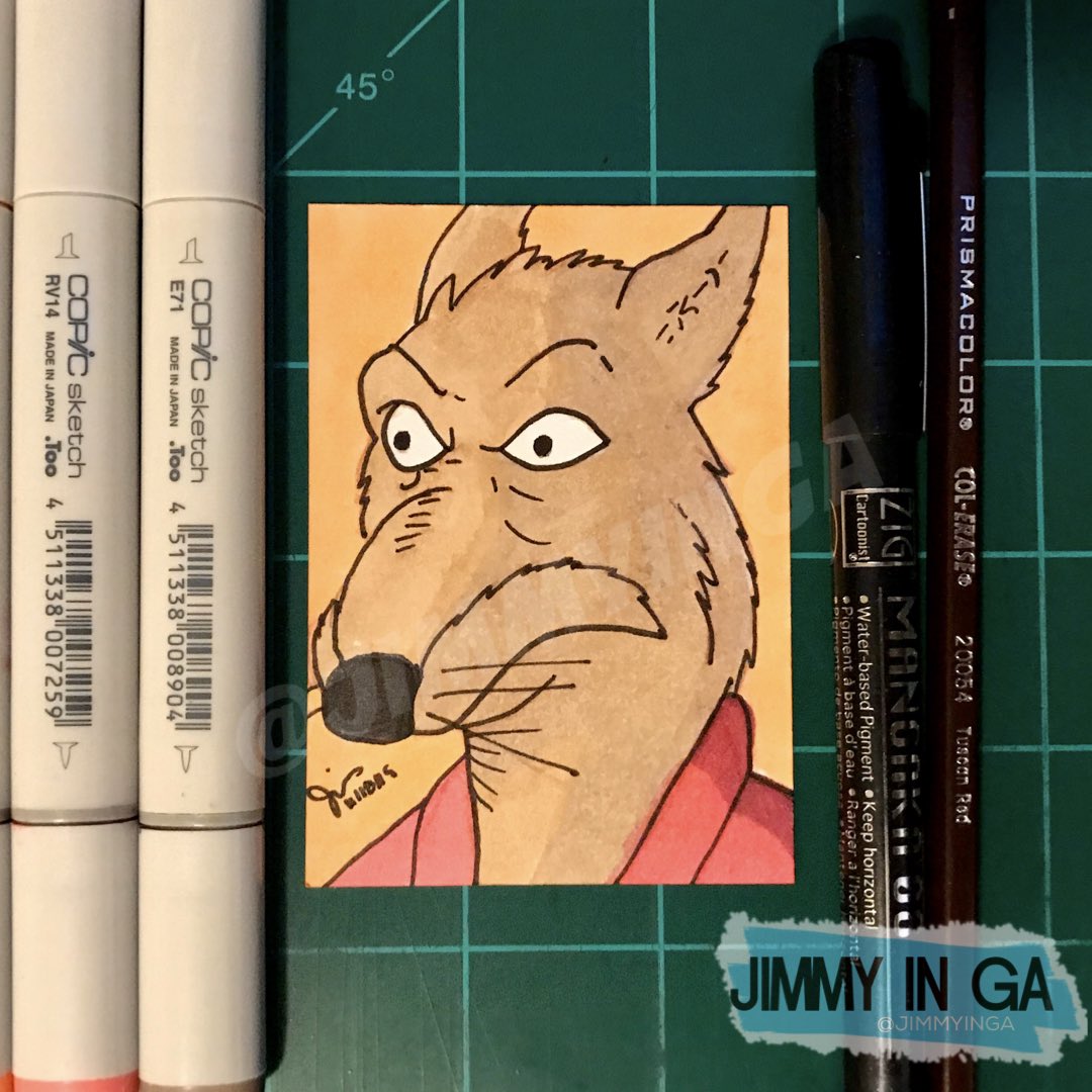 JimmyinGA's tweet photo. I sketched #MasterSpinter, from the #80s #TeenageMuntantNinjaTurtles #cartoon, on one of my personal #SketchCards. #TMNT #CopicMarkers #SketchCardArtist #TurtlePower https://t.co/NwwgB5joNY