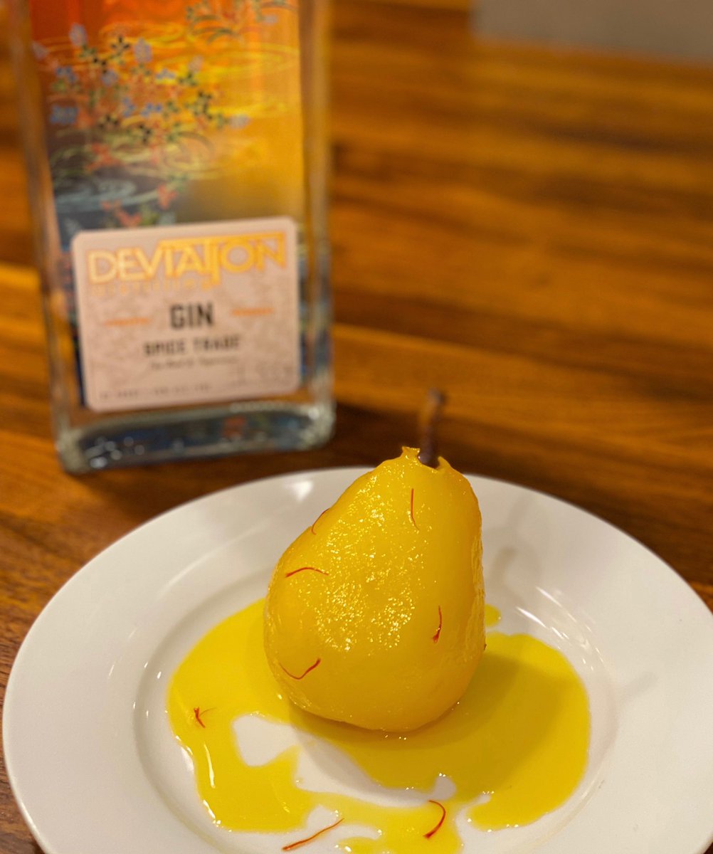 DV8Distilling's tweet photo. Gin isn’t just for cocktails! Use Deviation Spice Trade Gin to wow your Thanksgiving dinner guests. Saffron Sun, a cocktail from our summer lounge menu was the inspiration for this delicious poached pear recipe. Full recipe on our Insta page!
#DeviationDistilling #ColoradoGin https://t.co/7IkiWtNxjk