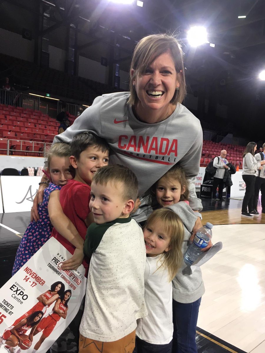 Lauren_Sulz's tweet photo. Congrats to @CanBball @LisaThomaidis for 3-0 #RoadtoTokyo & thank you for taking pictures with our kids, signing autographs “for the kids” & listening to our LT stories from @HuskieWBB days! Your time & kindness was appreciated #TrueRoleModels #WeAreTeamCanada @McNairnSharlene https://t.co/dEQDZxY72Q