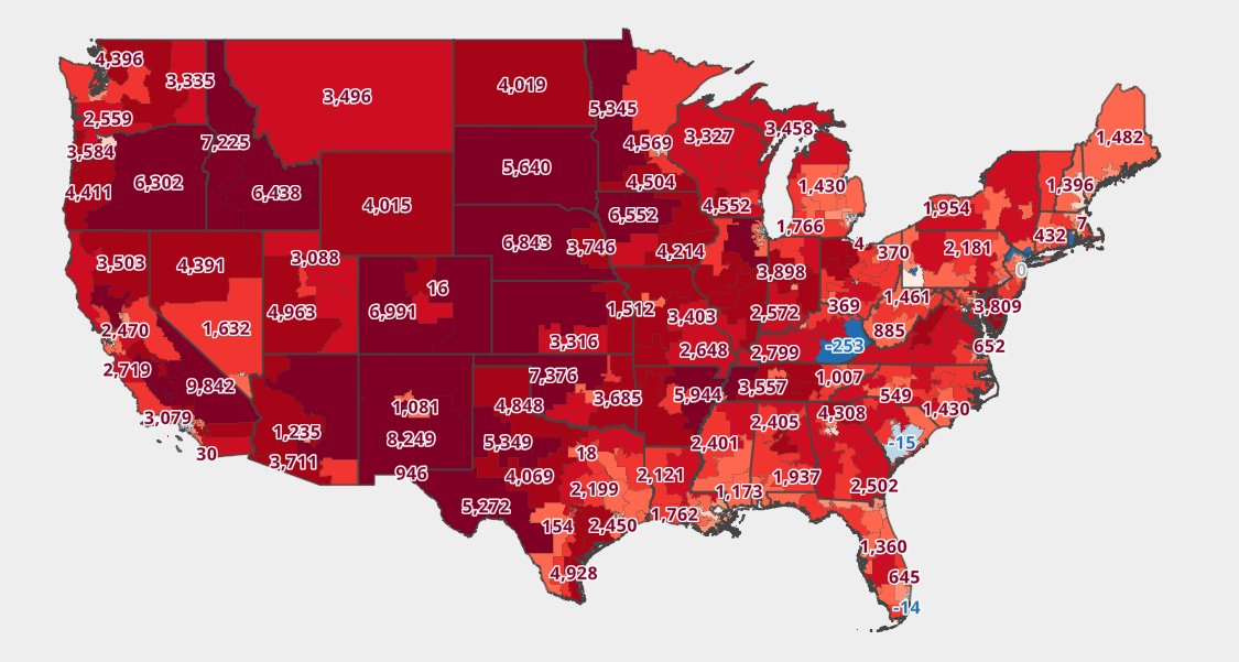 NEW: This map, created with <a href="/Maptitude/">Maptitude</a>, illustrates how the U.S. Census Bureau's Differential Privacy method shifts populations from urban to rural census blocks at the Congressional district level

▶️ Interactive Map: caliper.com/census-differe…
#Census #Census2020 #FairMaps