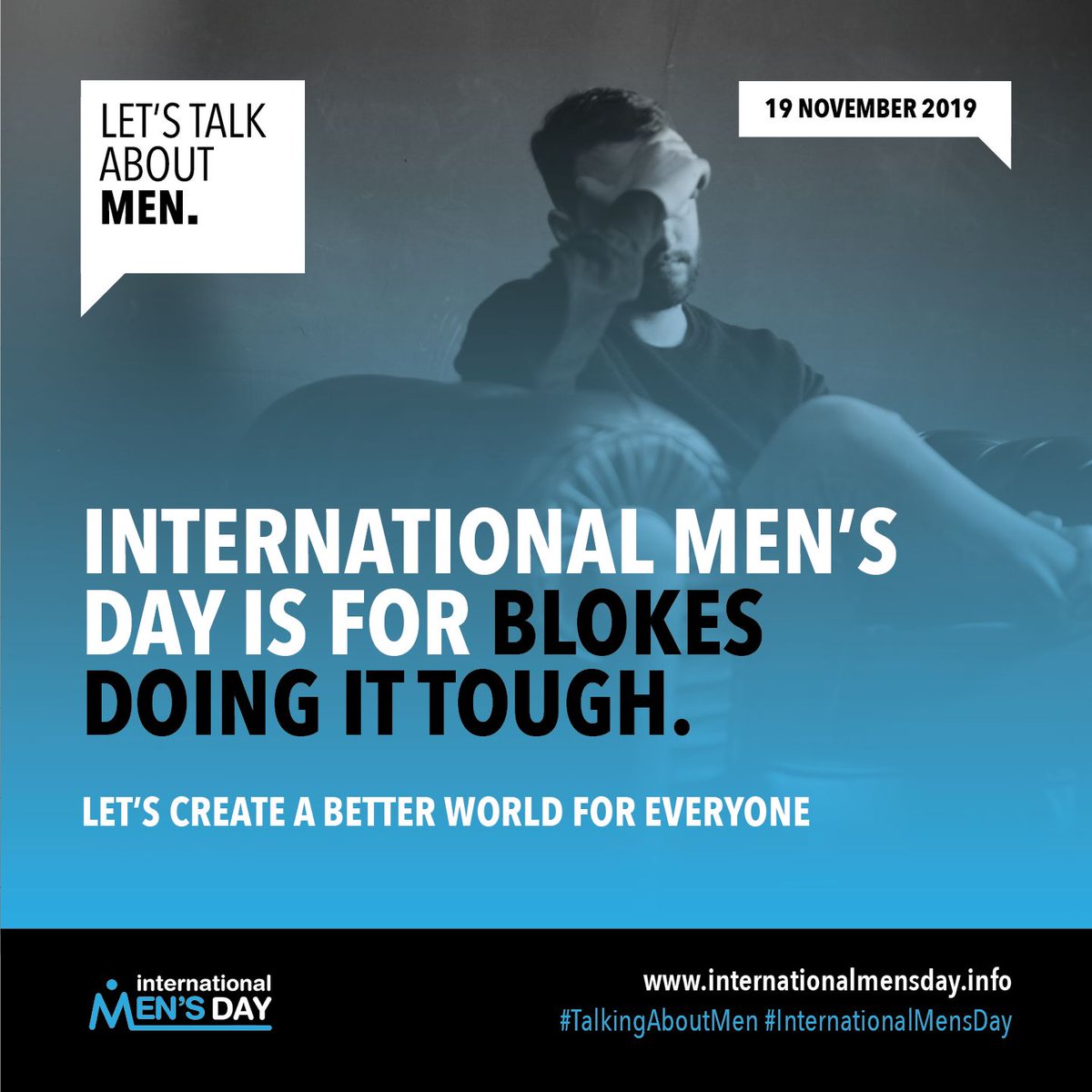 MensLine_Aus's tweet photo. Happy #InternationalMensDay! This year's theme is 'Making a difference for men and boys' raising awareness of men's #mentalhealth and wellbeing. @MensHealthAMHF #LetsTalkAboutMen #IMD2016 #InternationalMensDay2019 #SuicidePrevention #Talkitover #MensLineAustralia https://t.co/Uuz8ySJmKu