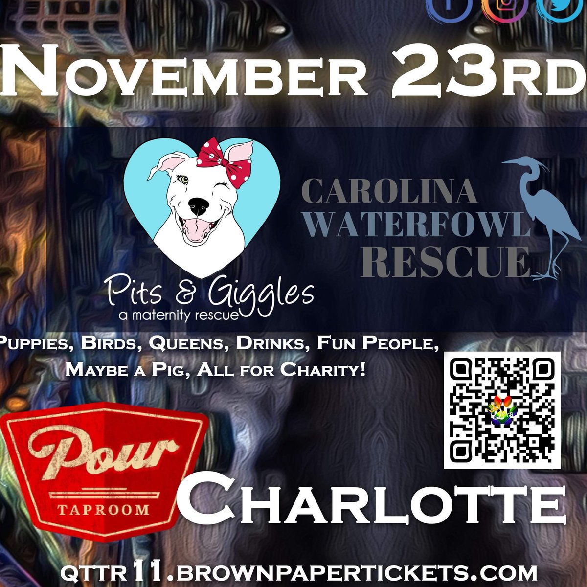 QueensRescue's tweet photo. Can’t wait to party this weekend and raise some money for Pits and Giggles Rescue and Carolina Waterfowl Rescue !! Get tickets at https://t.co/K0E3nrw9Nk to get in on the fun! https://t.co/ykjjUenXsG