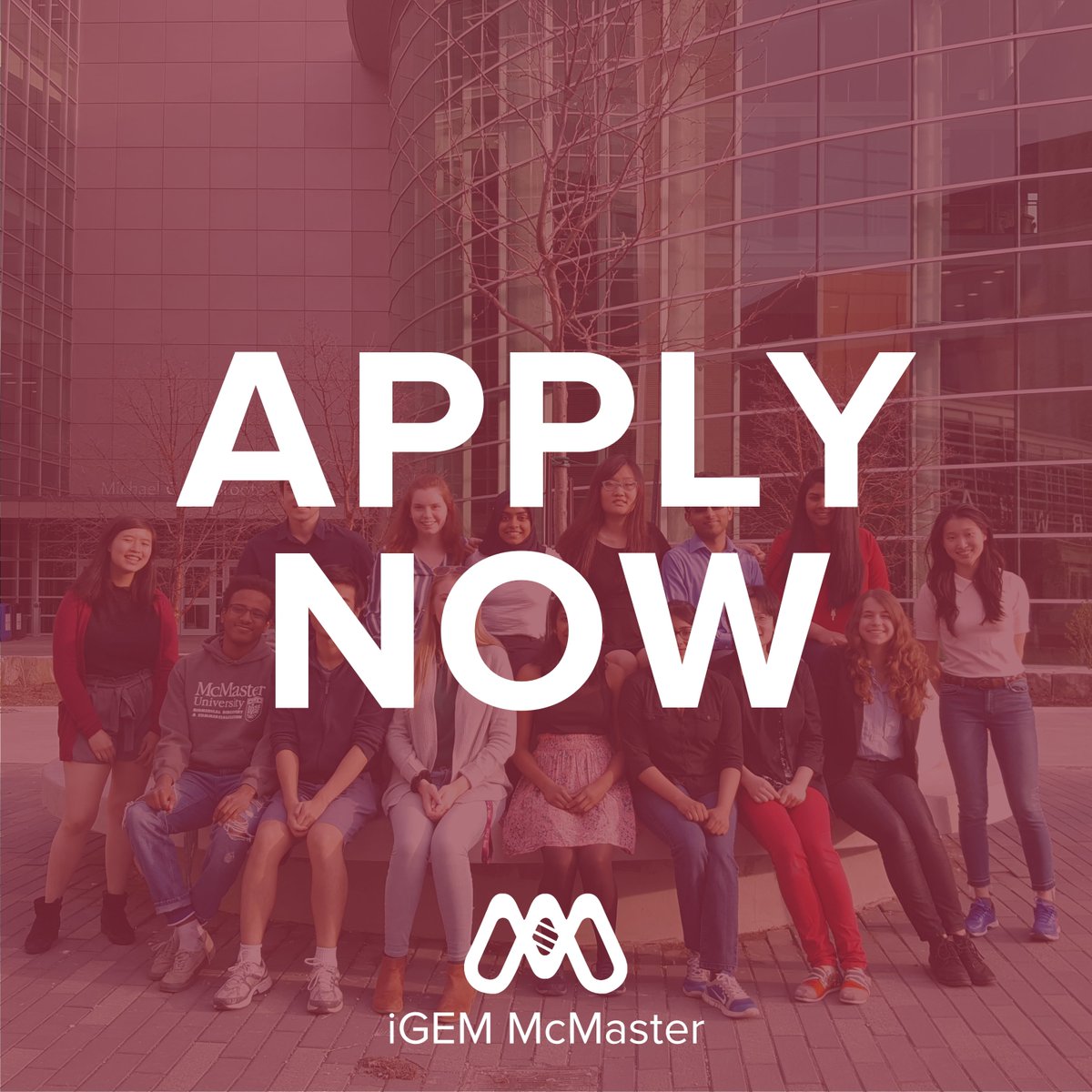 iGEM McMaster (@igemmcmaster) on Twitter photo ✨APPLICATIONS TO JOIN MGEM ARE NOW OPEN! ✨
Application: forms.gle/Xgvs1Q6iroBXC3…
The deadline to apply is December 31st at 11:59.
If you have any questions or concerns, please feel free to message us or send us an email at igem@mcmaster.ca🔬 ✨APPLICATIONS TO JOIN MGEM ARE NOW OPEN! ✨
Application: forms.gle/Xgvs1Q6iroBXC3…
The deadline to apply is December 31st at 11:59.
If you have any questions or concerns, please feel free to message us or send us an email at igem@mcmaster.ca🔬