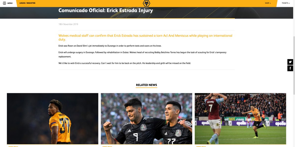 WolvesdeDurango's tweet photo. Comunicado Oficial: Erick Estrada's Injury https://t.co/wZtLpbHqP4