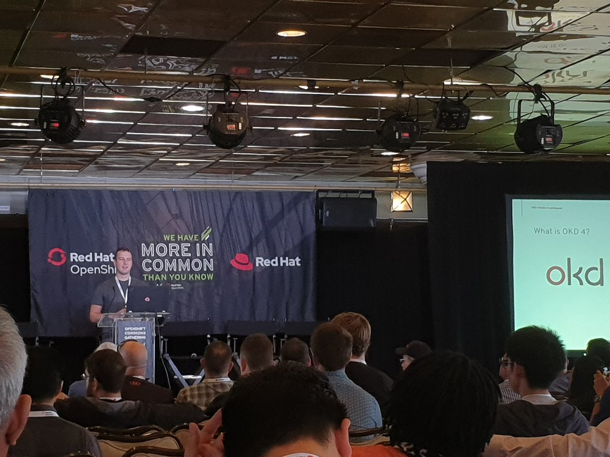 natalevinto's tweet photo. #OKD4 alpha is available for download and test! Thanks to @lorbus42 for sharing this here at #OpenShift #CommonsGathering #SanDiego #KubeCon Try out now the new upstream version of #OpenShift4 based on #FedoraCoreOS https://t.co/1Sr9vf5qSH https://t.co/QdtE3iWSX7