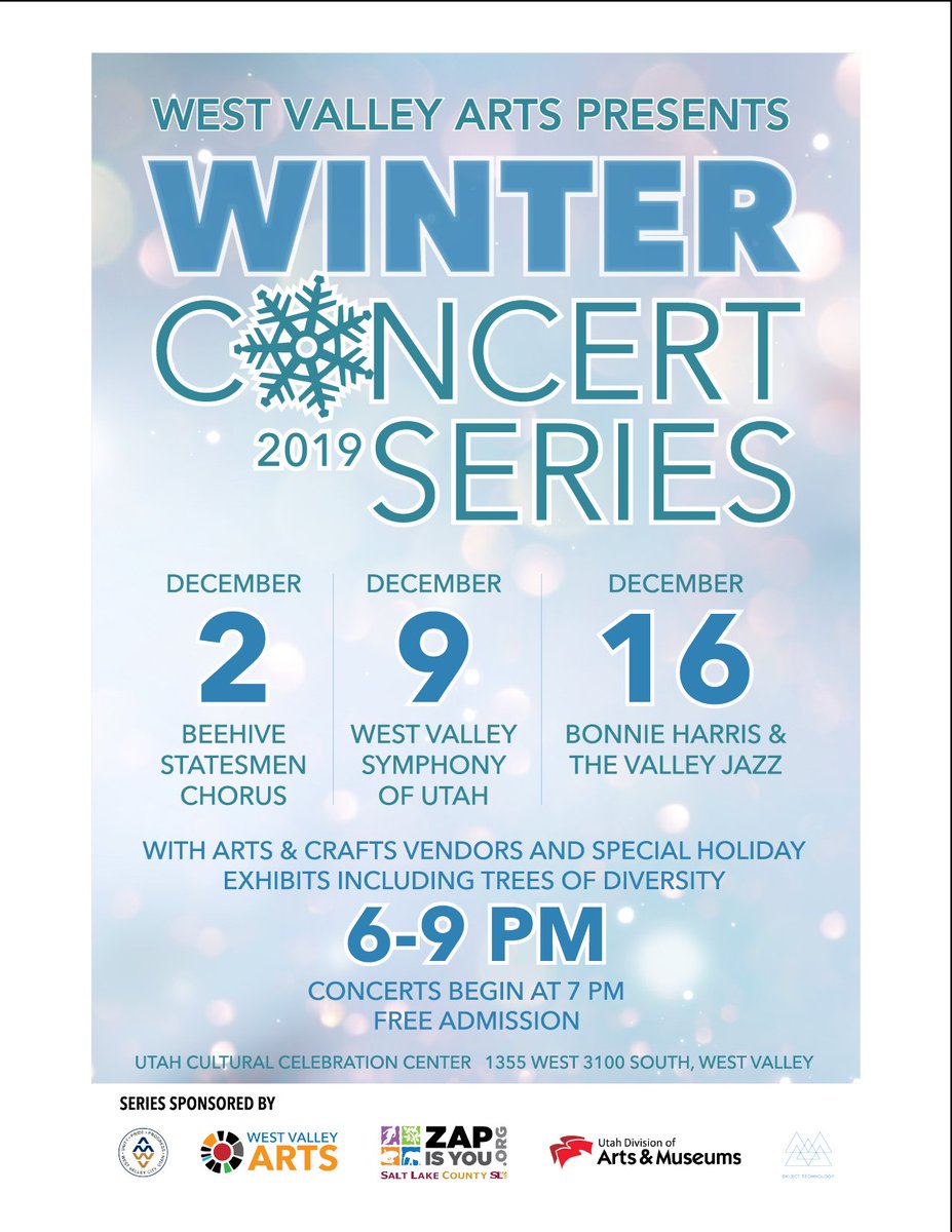 WVCArts's tweet photo. West Valley Arts proudly presents our annual Winter Concert Series and Holiday Market! Get a creative jump on your holiday shopping and listen to your holiday favorites performed by local musicians!
Market begins at 6pm. Concert at 7pm. FREE ADMISSION & hot chocolate! #wvcarts https://t.co/uOdrOPeWXP