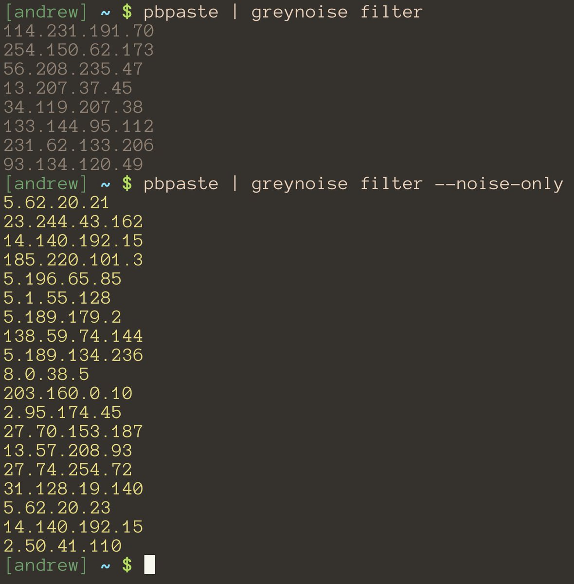 GreyNoiseIO's tweet image. GreyNoise Python library and CLI v0.4.0 has been released. New features include:

greynoise analyze - analyze unstructured log data
greynoise filter - grep, but for internet background noise
greynoise quick - query 1,000 IP addresses at a time

pip3 install greynoise --upgrade