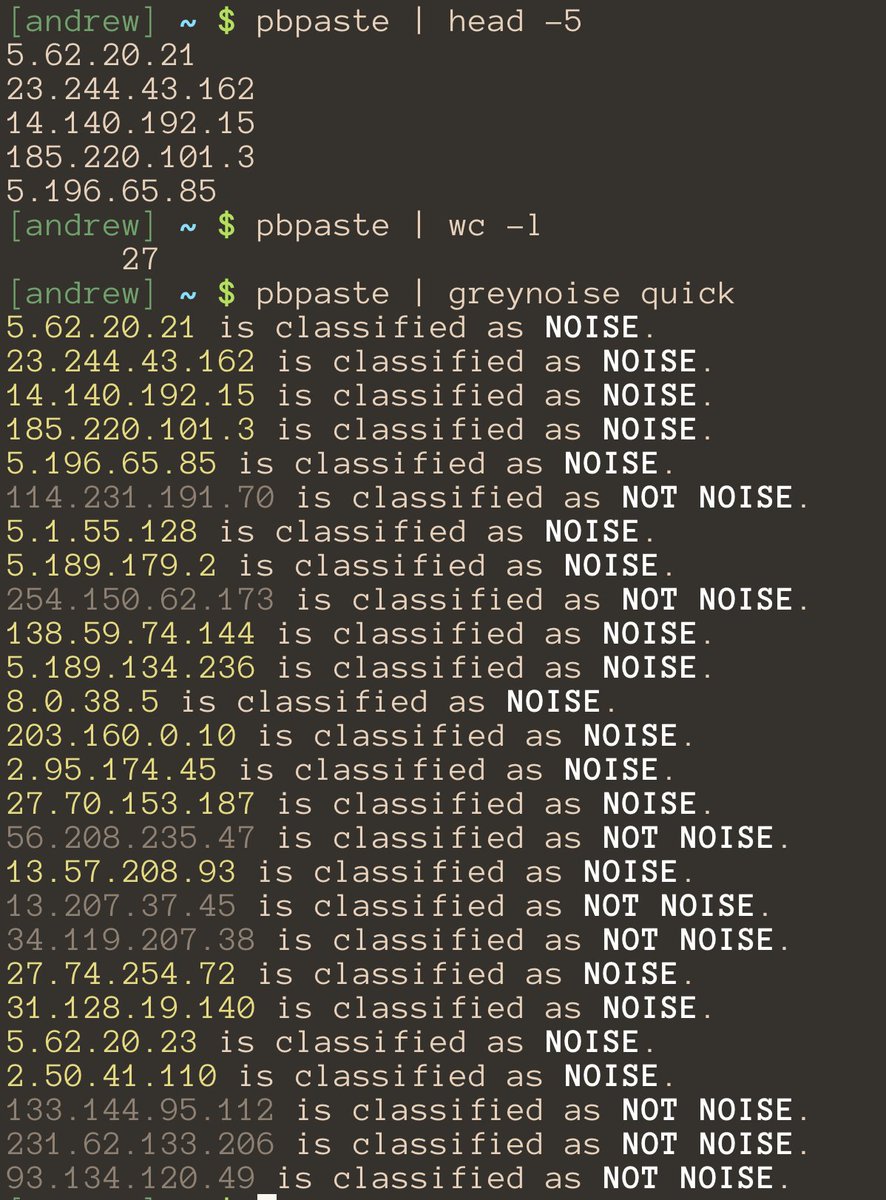 GreyNoiseIO's tweet image. GreyNoise Python library and CLI v0.4.0 has been released. New features include:

greynoise analyze - analyze unstructured log data
greynoise filter - grep, but for internet background noise
greynoise quick - query 1,000 IP addresses at a time

pip3 install greynoise --upgrade