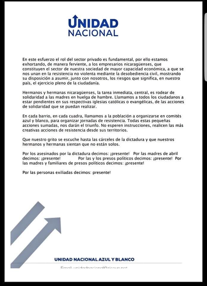 NicaraguaVoces's tweet photo. #SOSNicaragua

@UnidadNic convoca a #DesobedienciaCivil 
por una
#NavidadSinPresosPoliticos y en libertad.

Aquí les dejamos las acciones a tomar en cuenta: 👇

1. Huelgas de hambre y ayuno
2. Acciones de presiones de calle
3. Paro Nacional
4. Máxima presión internacional https://t.co/qOSLrsru2V