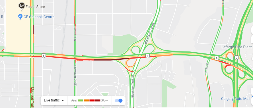 NewsRadioCGY's tweet photo. #yyctraffic SUV & truck in a crash on Glenmore Trail between Blackfoot & Deerfoot Trails, in EB middle lane.
#InstantVolume https://t.co/CDSS8VPlTE