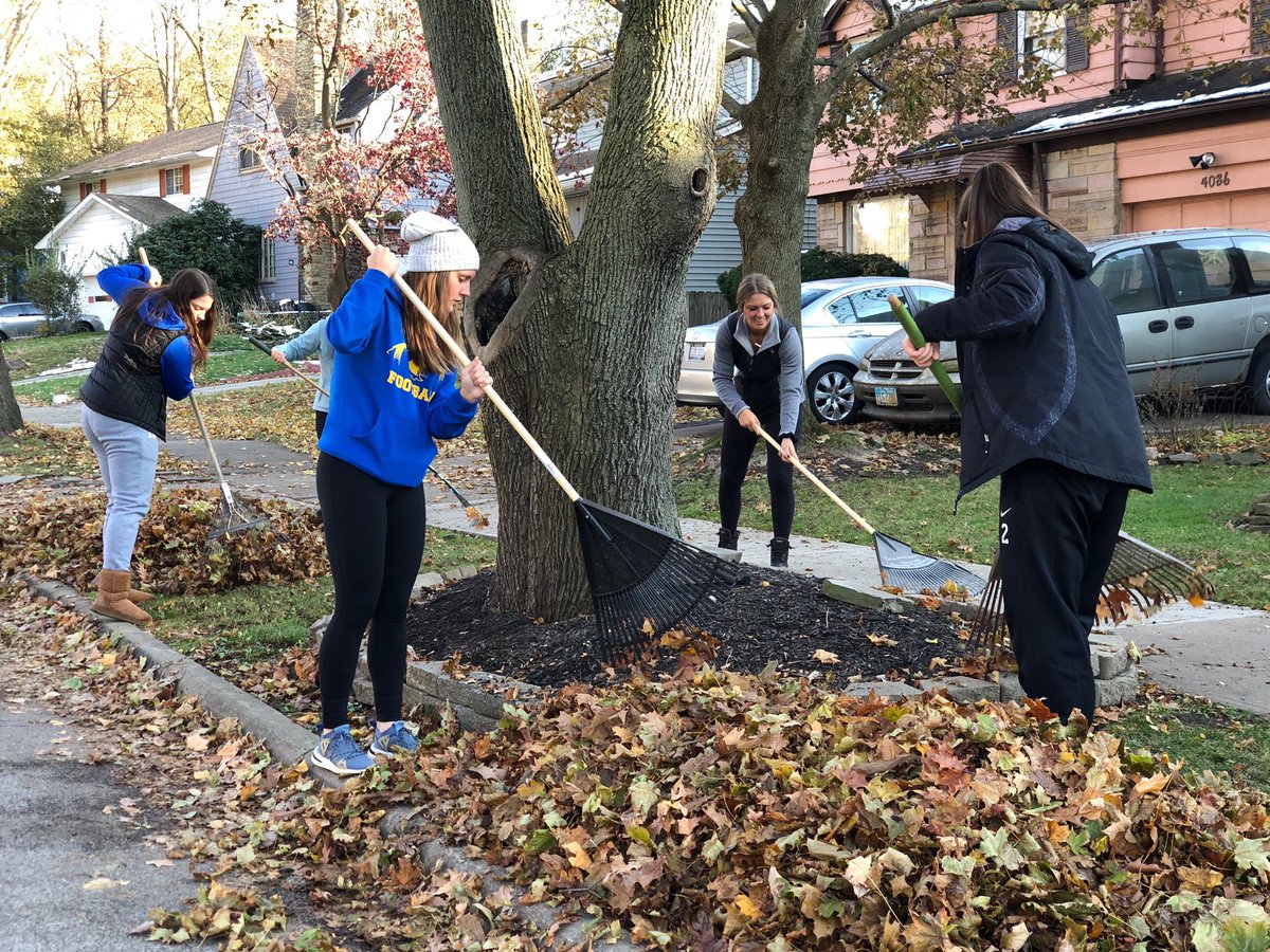 NDCSAAC's tweet photo. WHAT A BEAUTIFUL TO DAY TO GIVE BACK!

check out these wonderful ladies of @NDCsoftball that went out into our community to rake some leaves 👏👏👏👏👏👏👏👏👏👏👏👏

keep it up falcons - we are so proud! #MECgivesback #letsfalcongo https://t.co/KeRppYFrjI