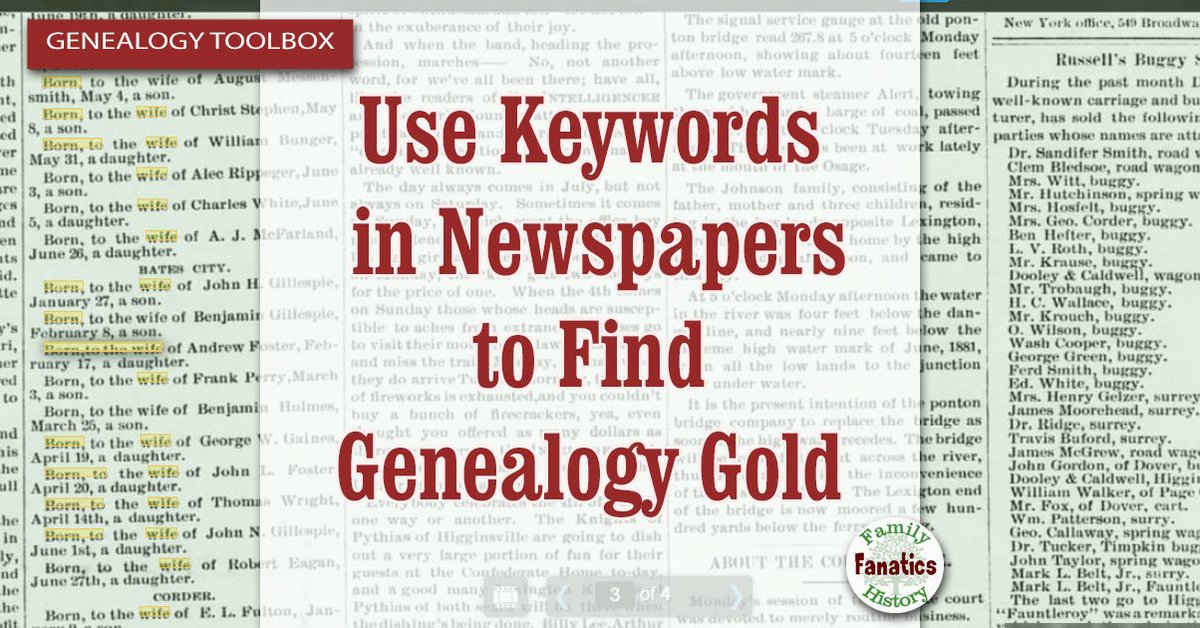 FHFanatics's tweet photo. Are you struggling to find cool stories about your ancestors in Newspapers? Follow these tips to learn how to use keyword research and find more gems. #genealogy #ancestry #researchskills #FHFanatics
https://t.co/kFjsqzd9ic https://t.co/9fbJAVsmZN