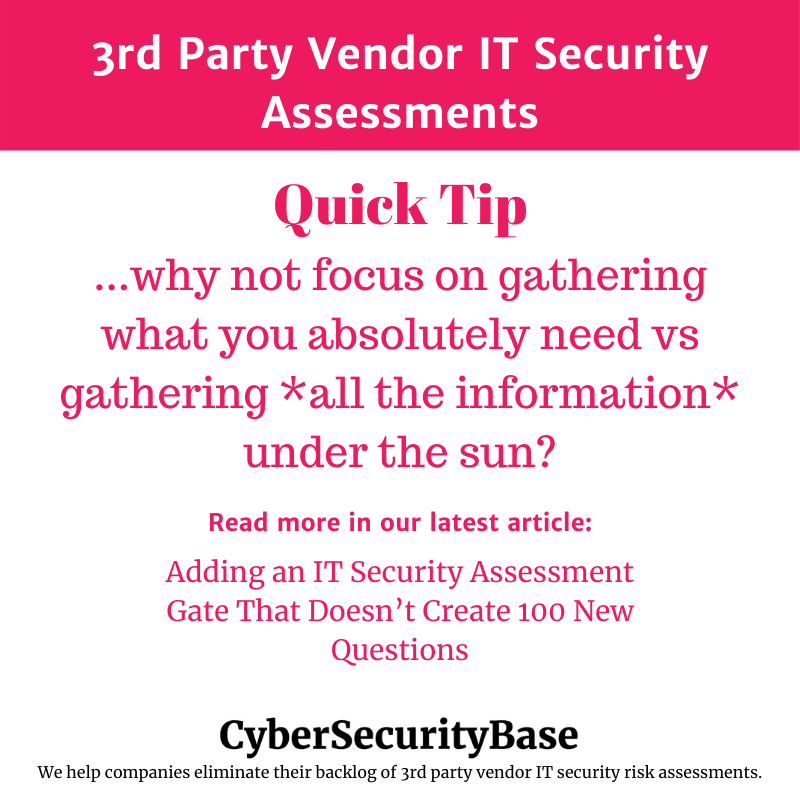 ErikBaeza5's tweet photo. Is your vendor IT security questionnaire long? Are all those questions really necessary? 
 #riskmanagement #3rdpartyvendor #ITSecurity #CCO #fintech #questionnaire #Security #vendor https://t.co/URP8i1uJQ4