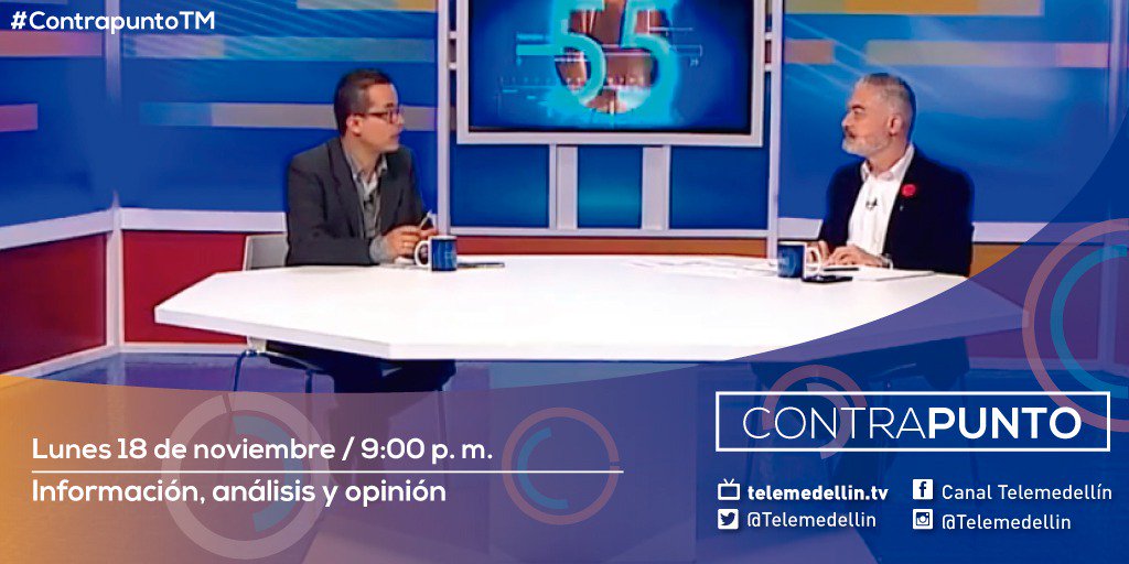 Telemedellin's tweet photo. Conéctate esta noche desde las 9:00 p.m. con #ContrapuntoTM.
Hoy estaremos hablando del panorama político-administrativo con nuestros invitados @osanperez, Alcalde electo de Bello, y @juanabad1985, Alcalde electo de La Estrella.
¡Te esperamos! https://t.co/BwdKznYcIu