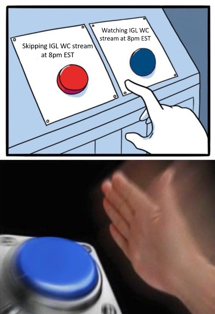 IndyGaming317's tweet photo. You best bet i’m slamming that blue button! What about you? 

Don’t miss our big announcement tonight on stream @ 8pm EST 👀

Follow and turn notifications on so you don’t miss it! 

📺: https://t.co/9tBPpRKqli https://t.co/wxRDe5VegE