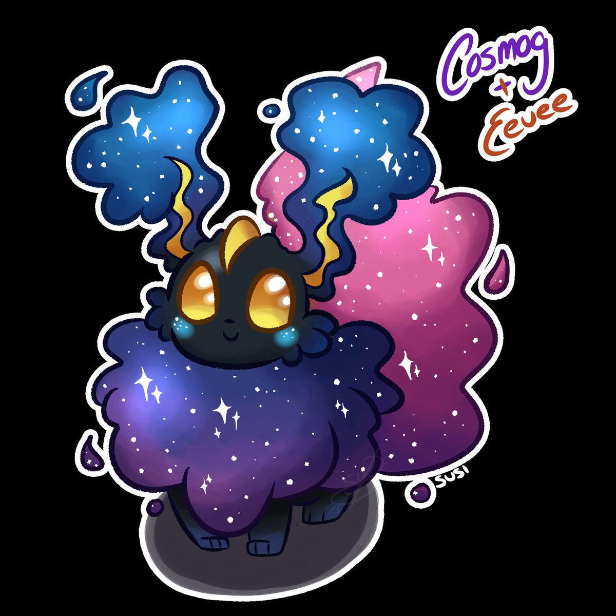 kittisusi's tweet photo. Cosvee - The Possibilities Fusion: It is said that, thanks to it's outer space influences, the potential within this fusion is almost infinite. Despite this, it would much rather cosy up to its trainer and hide in their bag. @Trickywii #trickyfusion #trickyfusions #pokemon https://t.co/lUyhzfk1Mn