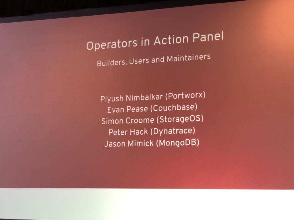 joefern1's tweet photo. Build a better service and make it run everywhere fully managed with Containers, #Kubernetes and Operators on @openshift. @MongoDB @Dynatrace @portwx @Storage_OS & @couchbase join @robszumski for Operators In Action panel at Openshift #CommonsGathering #KubeCon https://t.co/r0shOznGIe