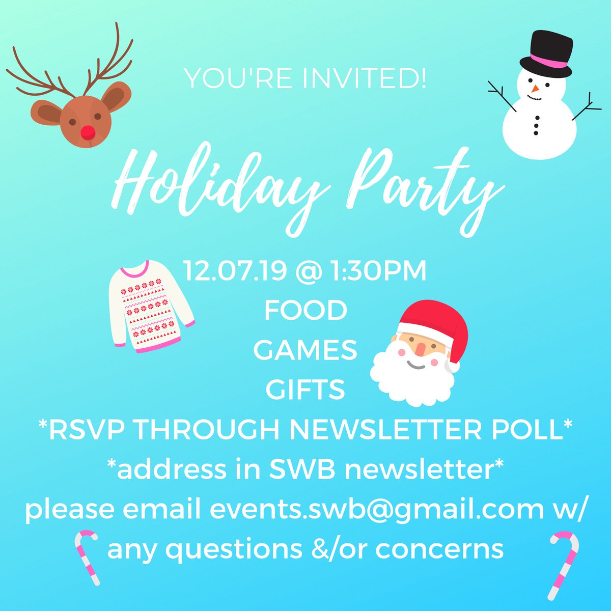 CSULBSWB's tweet image. Come join us on Saturday, December 7 to celebrate the holiday season with us! If you have any questions or concerns, email events.swb@gmail.com

#csulb #csulbswb #gobeach #societyofwomeninbusiness #swb #girlboss #strongwomen #girlpower #holidayseason
