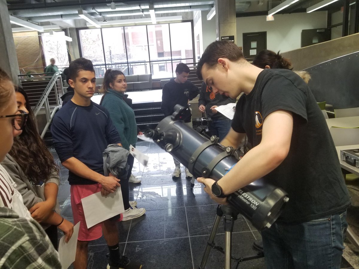 RITSPEX's tweet photo. Did you catch SPEX helping with the RIT College of Science's Allendale Columbia visit Friday? SPEX members taught students about #orbits, #telescopes, #stars, #coordinatesystems and more! https://t.co/5wF1eDh3GJ
