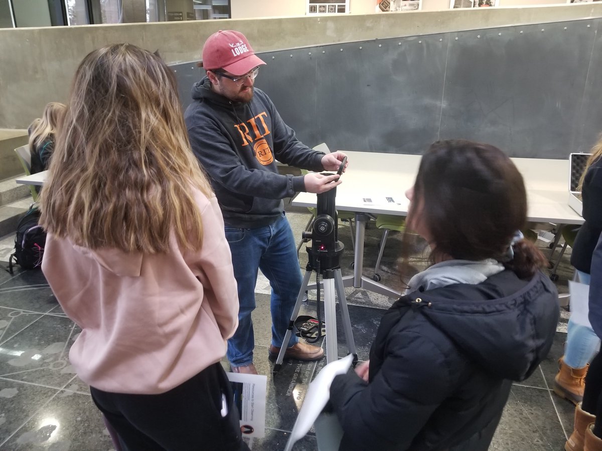RITSPEX's tweet photo. Did you catch SPEX helping with the RIT College of Science's Allendale Columbia visit Friday? SPEX members taught students about #orbits, #telescopes, #stars, #coordinatesystems and more! https://t.co/5wF1eDh3GJ