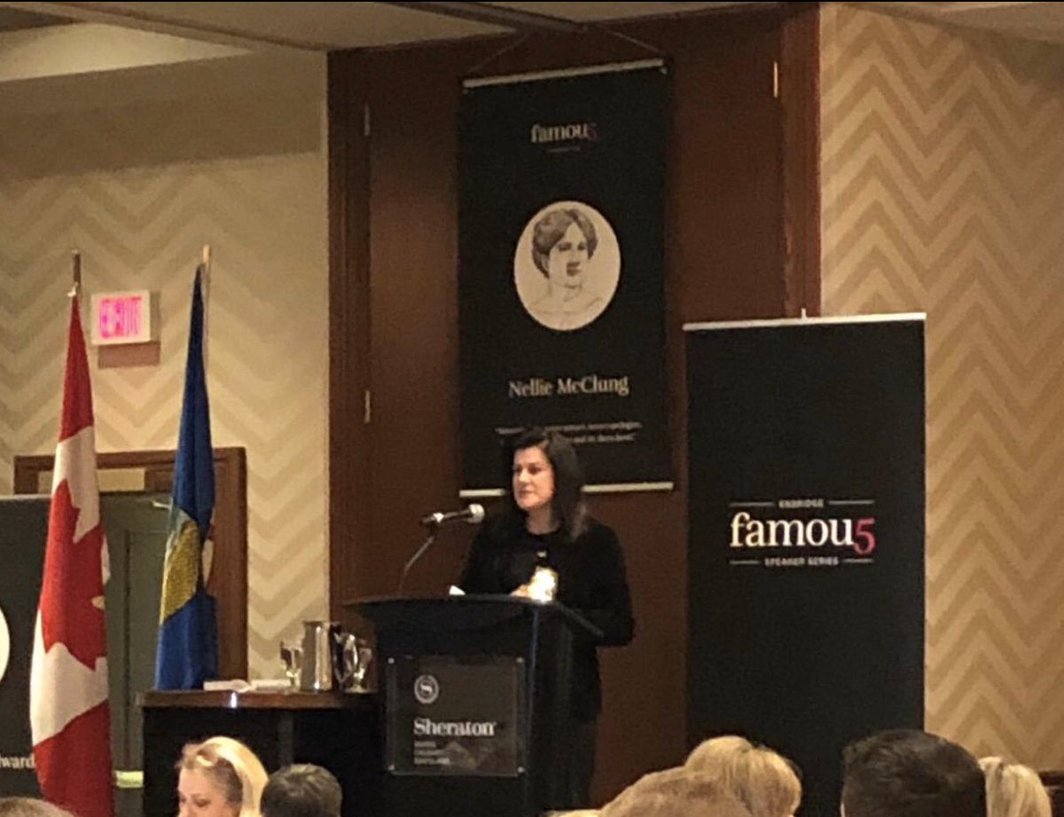 JenKirnbauer's tweet photo. Lots of laughs followed by some inspiring words of wisdom from @ryanmurphyinc at the @Famous5Calgary lunch today! #wearefamou5 #bmo #boldygrowthegood https://t.co/dNwWGaZl4F