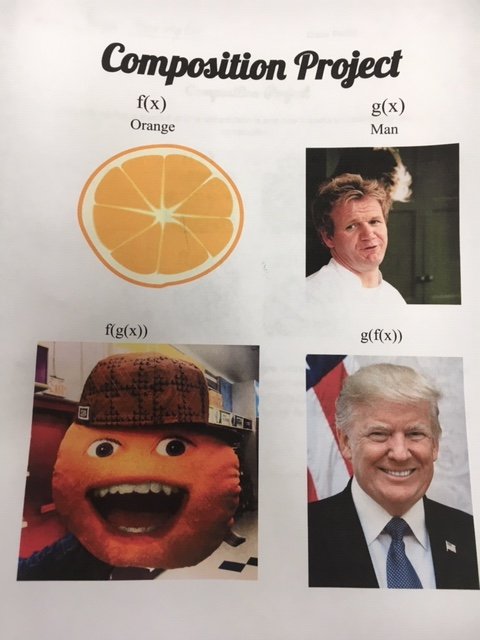 marywrenfromMT's tweet image. Another Function Composition  student example.  Made me laugh.  #iteachmath #MtBos #functioncomposition #algebra