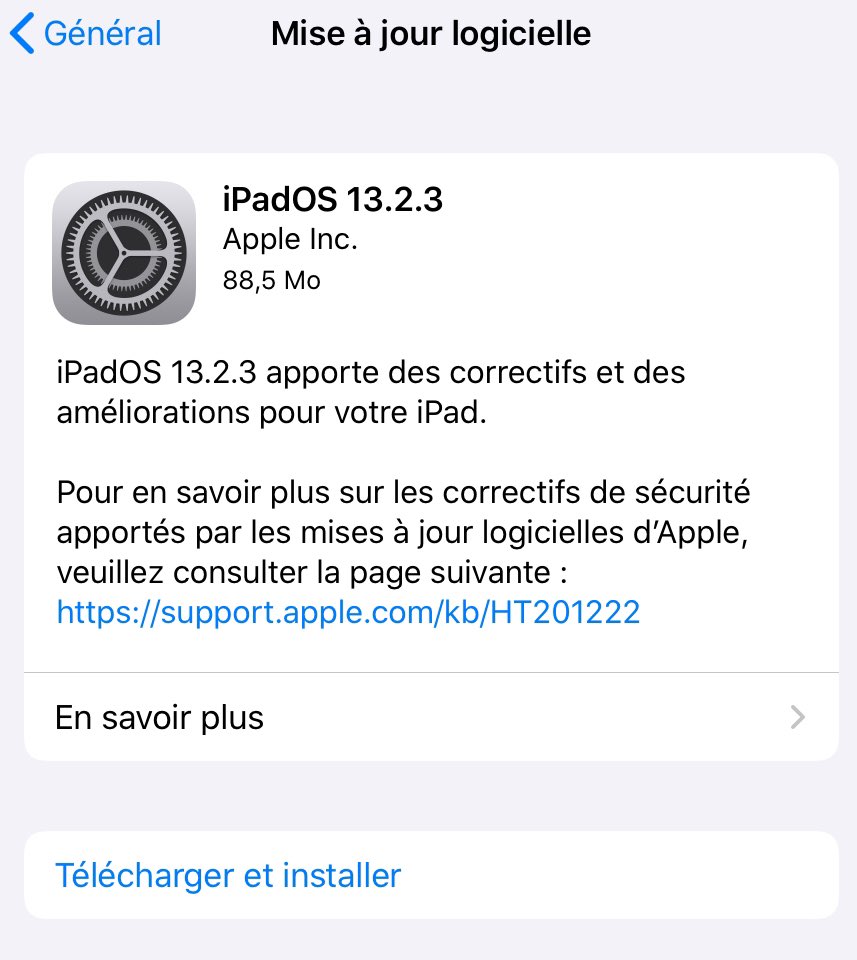 applefansfr's tweet photo. La mise à jour iPadOS 13.2.3 est dispo pour votre iPad 
Elle apporte des correctifs, des améliorations et résoud des problèmes 
Comme d’habitude, pensez à faire 1 sauvegarde avant d’installer
😉
#MiseAJour
#Apple #iPadOS1323 #iPadOS #MaJ #AppStore #iPad #iPadPro #iPadAir #iPad7 https://t.co/NPlsXlvEgD