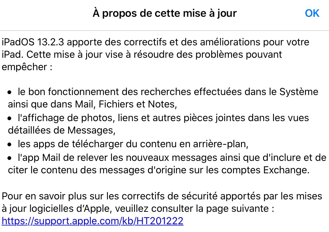 applefansfr's tweet photo. La mise à jour iPadOS 13.2.3 est dispo pour votre iPad 
Elle apporte des correctifs, des améliorations et résoud des problèmes 
Comme d’habitude, pensez à faire 1 sauvegarde avant d’installer
😉
#MiseAJour
#Apple #iPadOS1323 #iPadOS #MaJ #AppStore #iPad #iPadPro #iPadAir #iPad7 https://t.co/NPlsXlvEgD