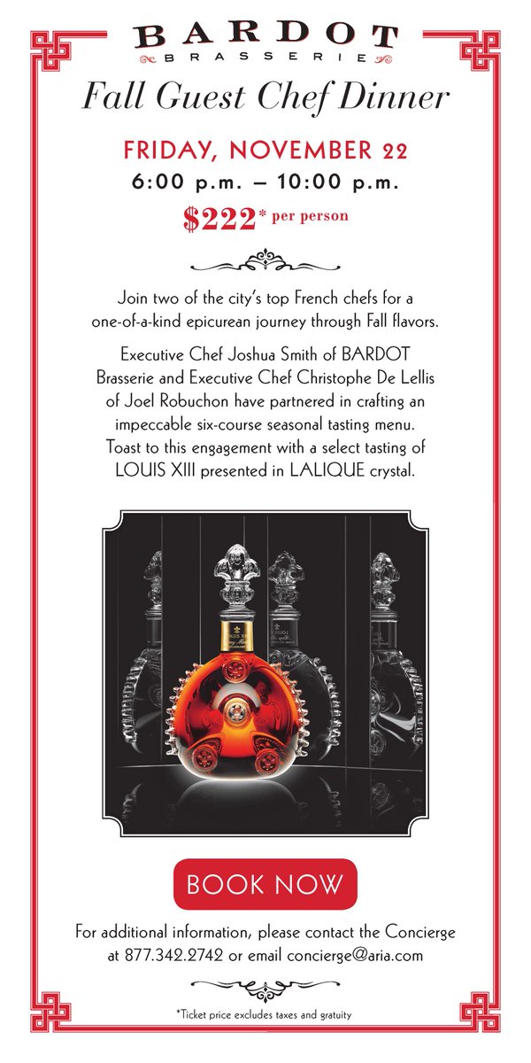 SeppWagner's tweet photo. Join us .@Bardot_LV for an epic night with .@remymartinUS .@CognacLouisXIII
Chef Josh Smith & Chef Christophe De Lellis have prepared and a superlative menu. Book here: https://t.co/JKV6rdOAR5
.#howwevegas .#diningdestination .@AriaLV https://t.co/7FeLKSHqWp
