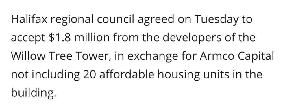 SayNoStadium's tweet photo. . @StephenMcNeil Why did Min. Porter veto the 20 affordable housing units in Armco’s new building? #Halifax @CBCNS https://t.co/Yt0WERf0qh