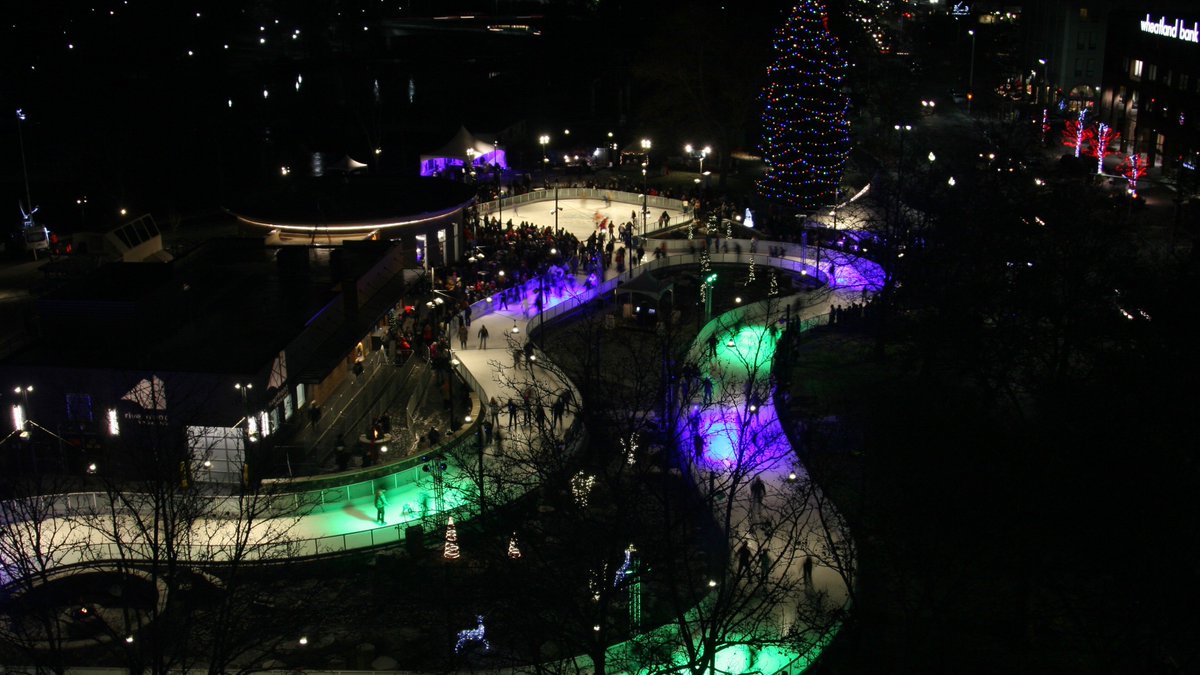 SpokaneCity's tweet photo. #ALookBack Dec. 2017: The Numerica Skate Ribbon opened in @SpoRiverfrontPk, the first of many new or revitalized elements of the voter-approved park improvement project. Explore more milestones from the past 8 years https://t.co/h3sd2gZf2u #OneSpokanePlan https://t.co/ZpLpbNi5FN