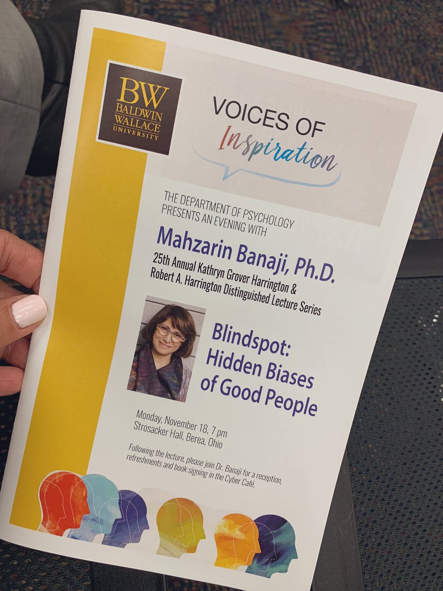 Really looking forward to hearing from Dr. <a href="/banaji/">Mahzarin Banaji</a> tonight! #implicitbias #blindspots #improvingorganizationalpractices