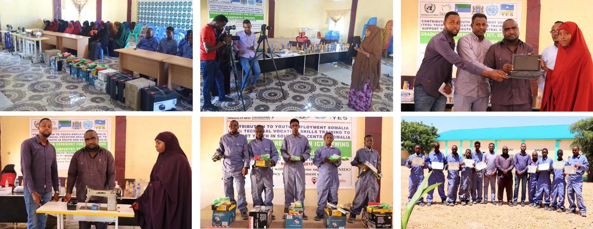 UNIDOSomalia's tweet photo. Yesterday in #Kismayo @UNIDOSomalia held a grad ceremony at Kismayo Technical Institute for recent training grads in woodworking, Computer Applications, &amp; Garment Making. Thnx to DG of Ministry of Youth &amp; Sport to highlight the importance of #TVET in addressing #YouthUnemployment https://t.co/eTEyZbYaky