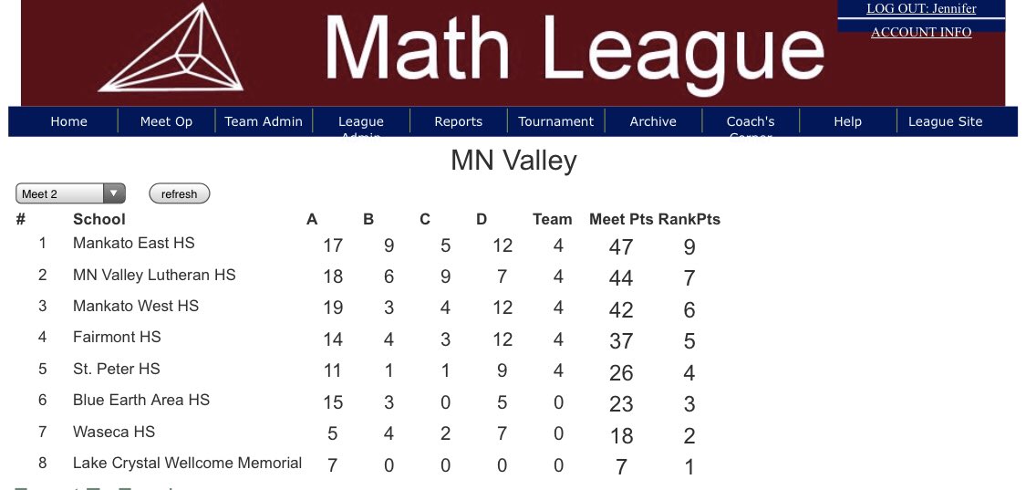 EastMathLeague's tweet photo. Congratulations to East Math Team on winning Meet #2 in Blue Earth tonight! Thank you to our first time varsity mathletes, Max and Naomi, for stepping up tonight! Next meet is at home on December 9!  @Mankato_East #WeAreMEHS #MAPSready #mnmathleague https://t.co/GqlEGzMoiY