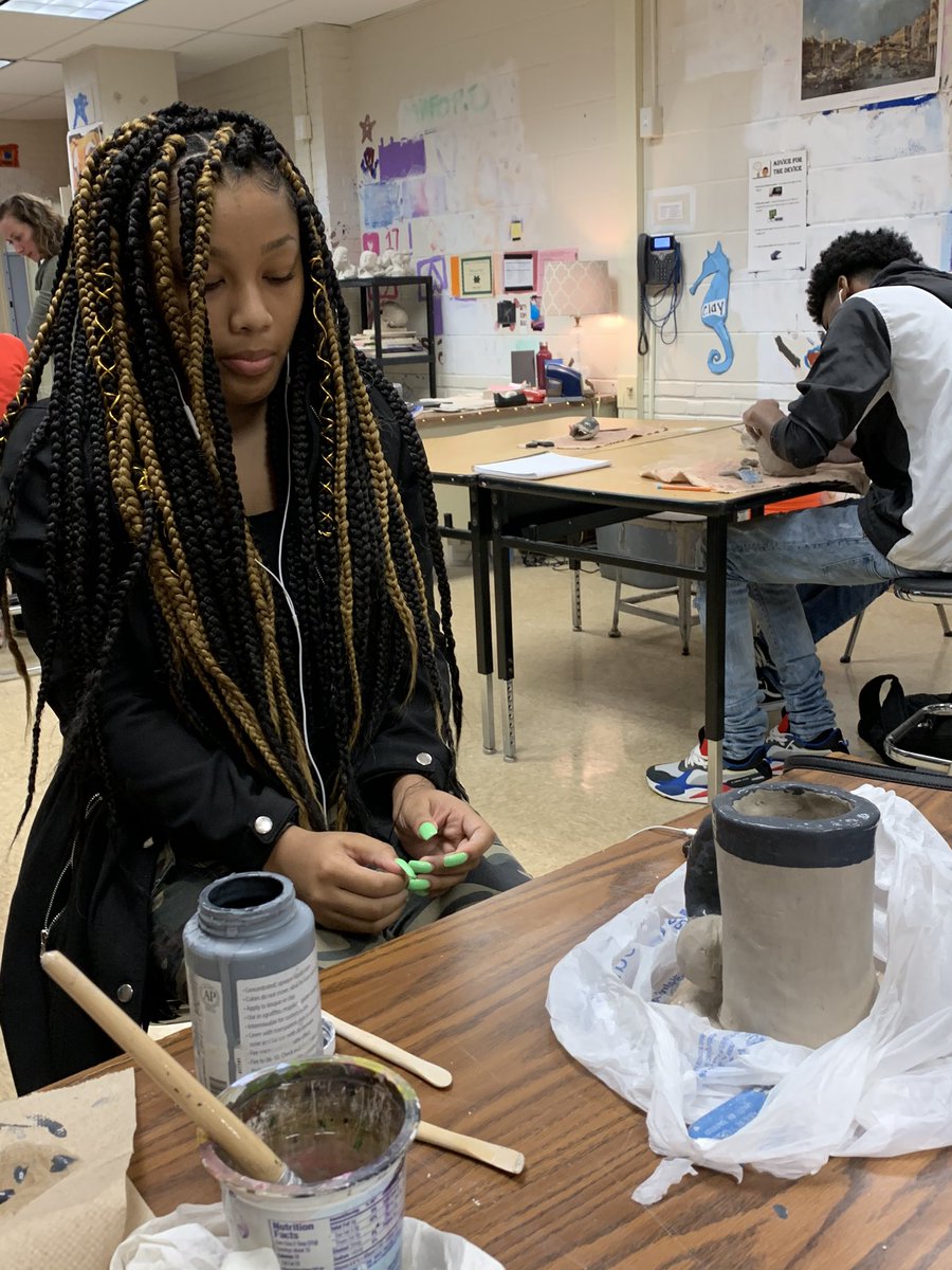 dmcafee's tweet photo. Awesome sculpture projects happening in Ms. Ward’s Art class at Milford Mill Academy! https://t.co/jNx3ztsB8y