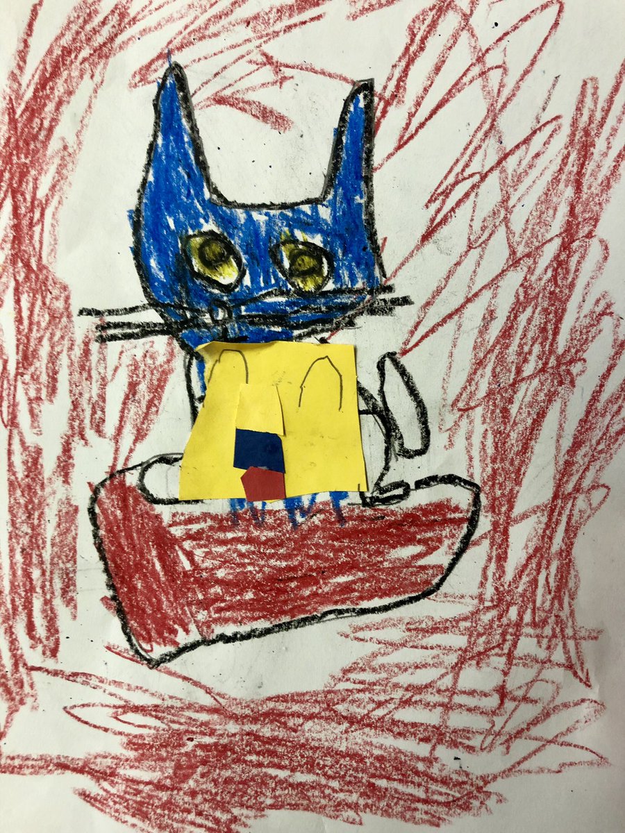 becky_naughton's tweet photo. Kindergarten Panther artists discovered primary colors while creating one of our favorites, Pete the Cat! Such talent!!! @mcclurepanthers #artwins #groovybuttons https://t.co/RonQHjVTev
