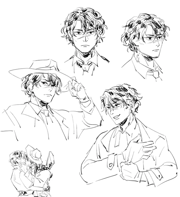 (ocs) oof today was a mediocre day for art so im indulging more on cowboy au w/ sunny whom ive neglected for a while.. . (yes ive been practising drawing k*sses?) 