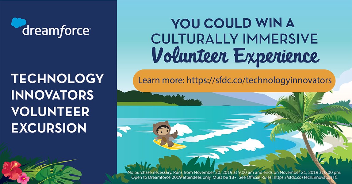 omprakash_it's tweet photo. Learn how you can win a volunteer excursion by attending 2 or more keynotes for the Technology Innovator. Catch the #Trailblazers at the Platform and Lightning keynotes :) https://t.co/k4Mmh8ftiy #df19 #platformdf19 @dreamforce https://t.co/apRJzYjwx5