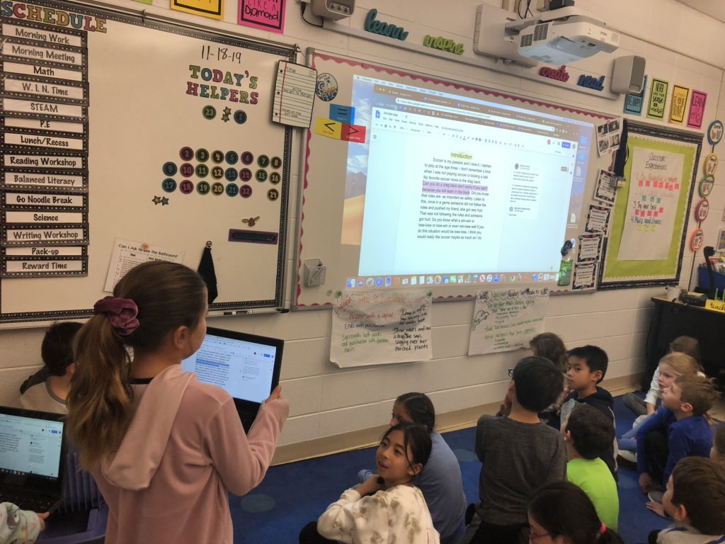 Awesome Leadership today by Persephone and Brooke who taught another 3rd grade class how to elevate their writing using #lucywriting rubrics. #sp109 #engage109