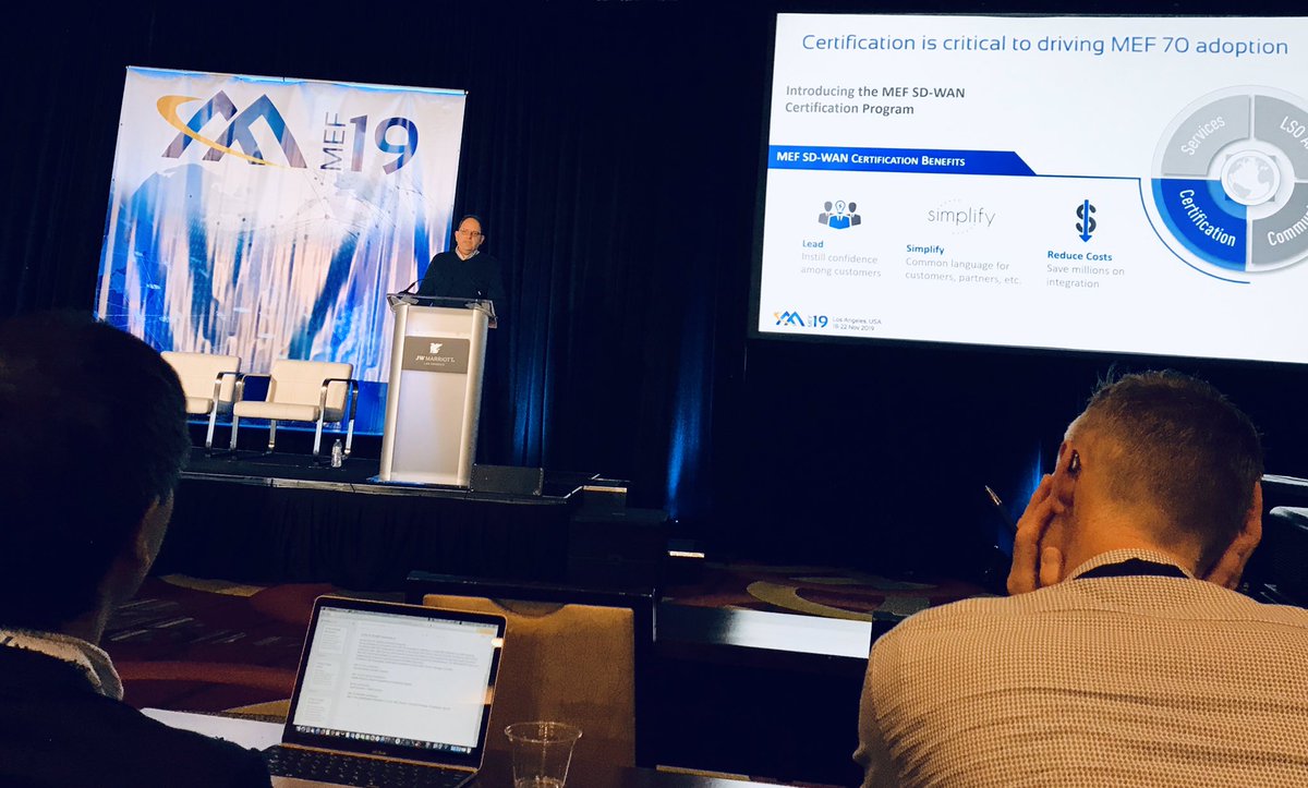 malathimalla's tweet photo. #MEF19 @mdcohn emphasizing that SD-WAN industry certification is key to reap the immediate benefits of #SDWAN. @Spirent https://t.co/mf9z5lYjle