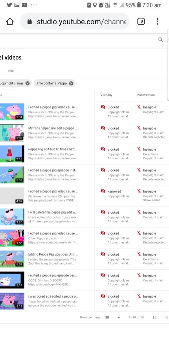 GlitchGamezYT's tweet photo. What is going on here? All Peppa Pig related videos striked?! Image 2 shows the difference by official peppa pig strike and fake one!!
!Tag your fav youtuber!
@JTonYouTube @TeamYouTube @HappyPower @CopyrightOffice @KEEMSTAR https://t.co/G6lwnB0xrg