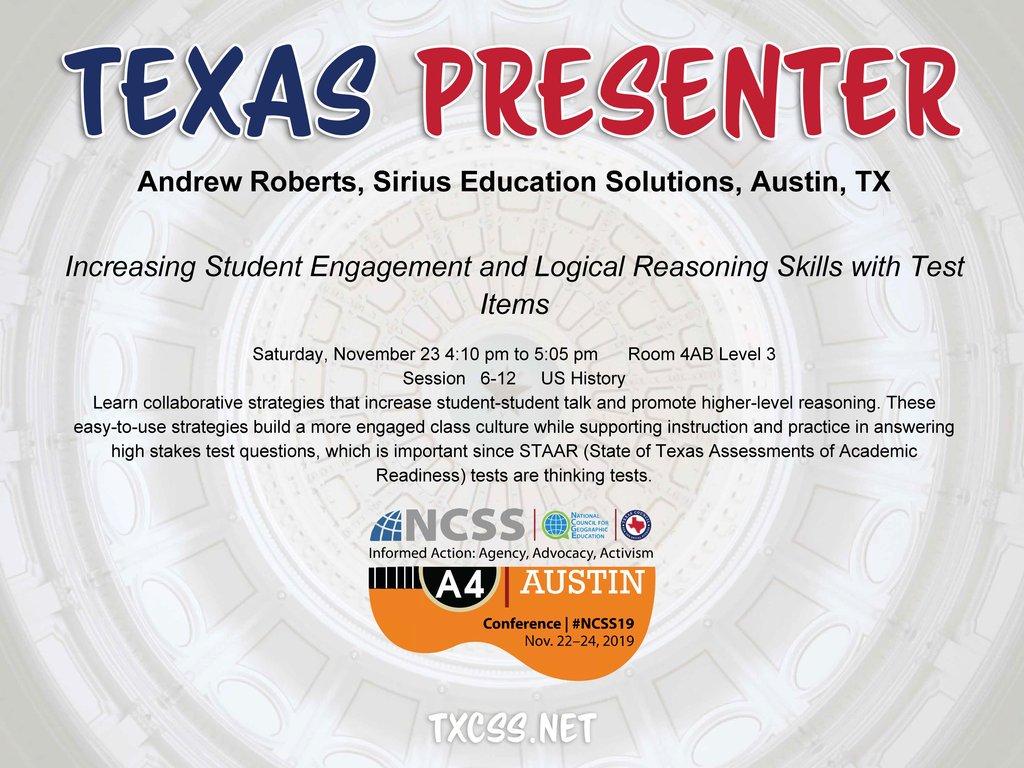 TxSocialStudies's tweet photo. 📣 Shout out to TXCSS PRESENTERS taking the stage at #NCSS19 in ATX!
👀 Keep an eye out for #TXCSSSWAG throughout the conference! 
#TXCSS19 https://t.co/b9cRJfu68J