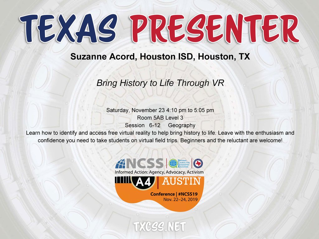 TxSocialStudies's tweet photo. 📣 Shout out to TXCSS PRESENTERS taking the stage at #NCSS19 in ATX!
👀 Keep an eye out for #TXCSSSWAG throughout the conference! 
#TXCSS19 https://t.co/b9cRJfu68J
