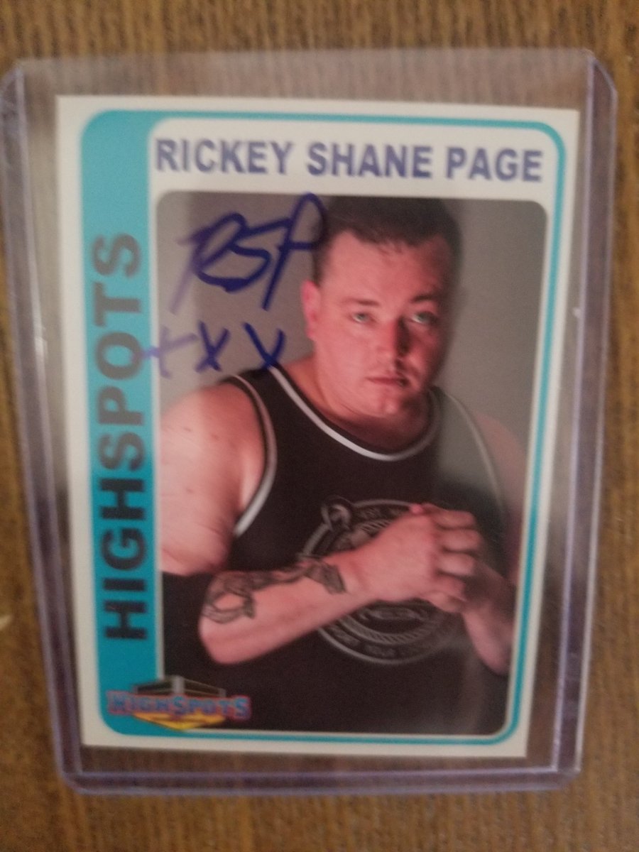 wrestlingcards's tweet photo. Thanks to @RickeyShanePage for signing my @HighspotsWN card at @A1Wrestling #FinalActX. #Alpha1 #GCW #WrestlingTradingCards https://t.co/l524pdKLTZ